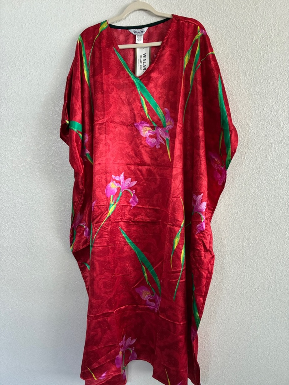 Red Floral Silk Caftan